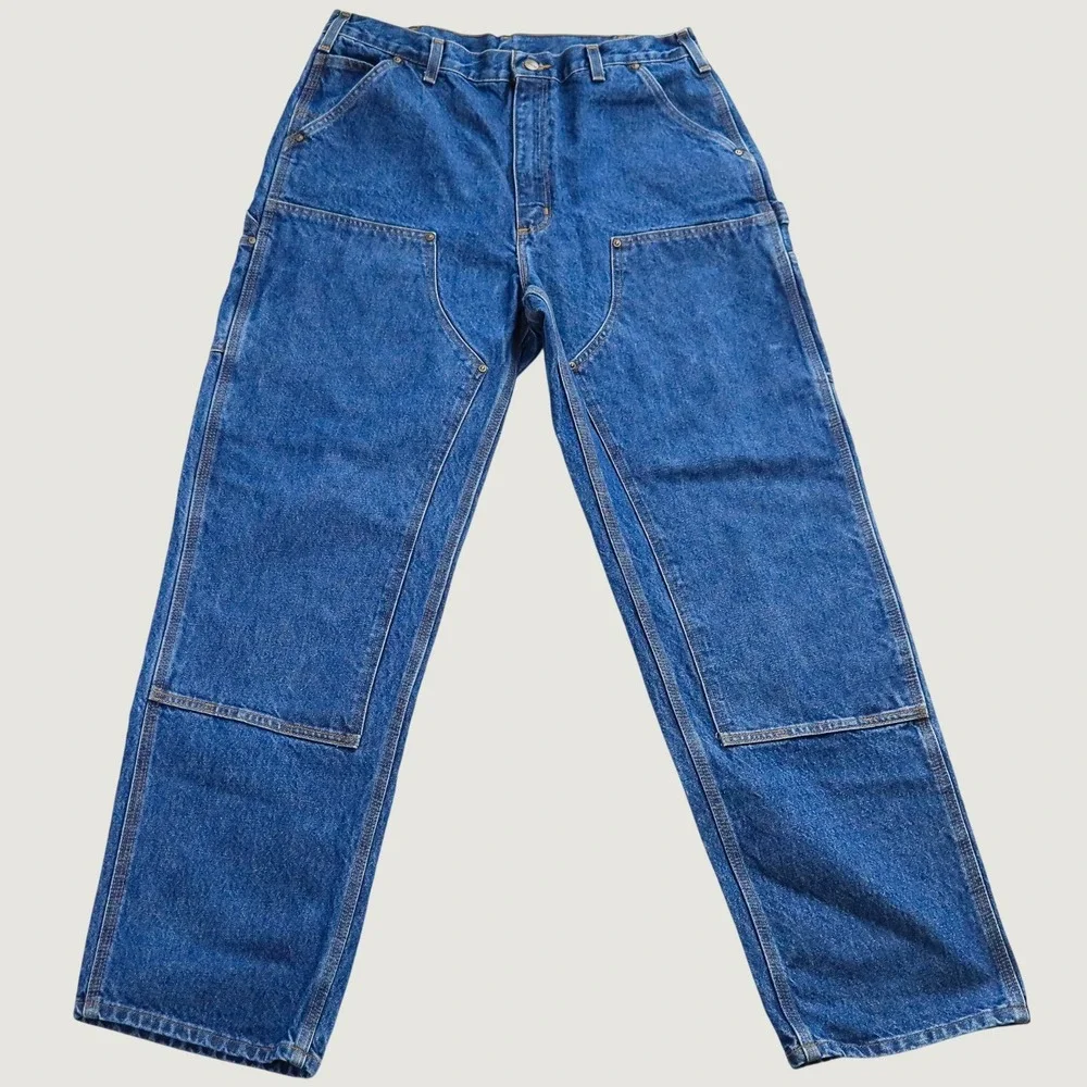 Vintage Carhartt B73 DST Double Knee Denim Work Pants Jeans 36x34 Made In Mexico
